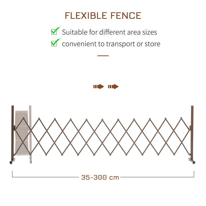 MCL Expanding Trellis Fence Freestanding Movable Fence Foldable Garden Screen Panel Aluminum, 300cm x 103.5 cm, Dark Brown