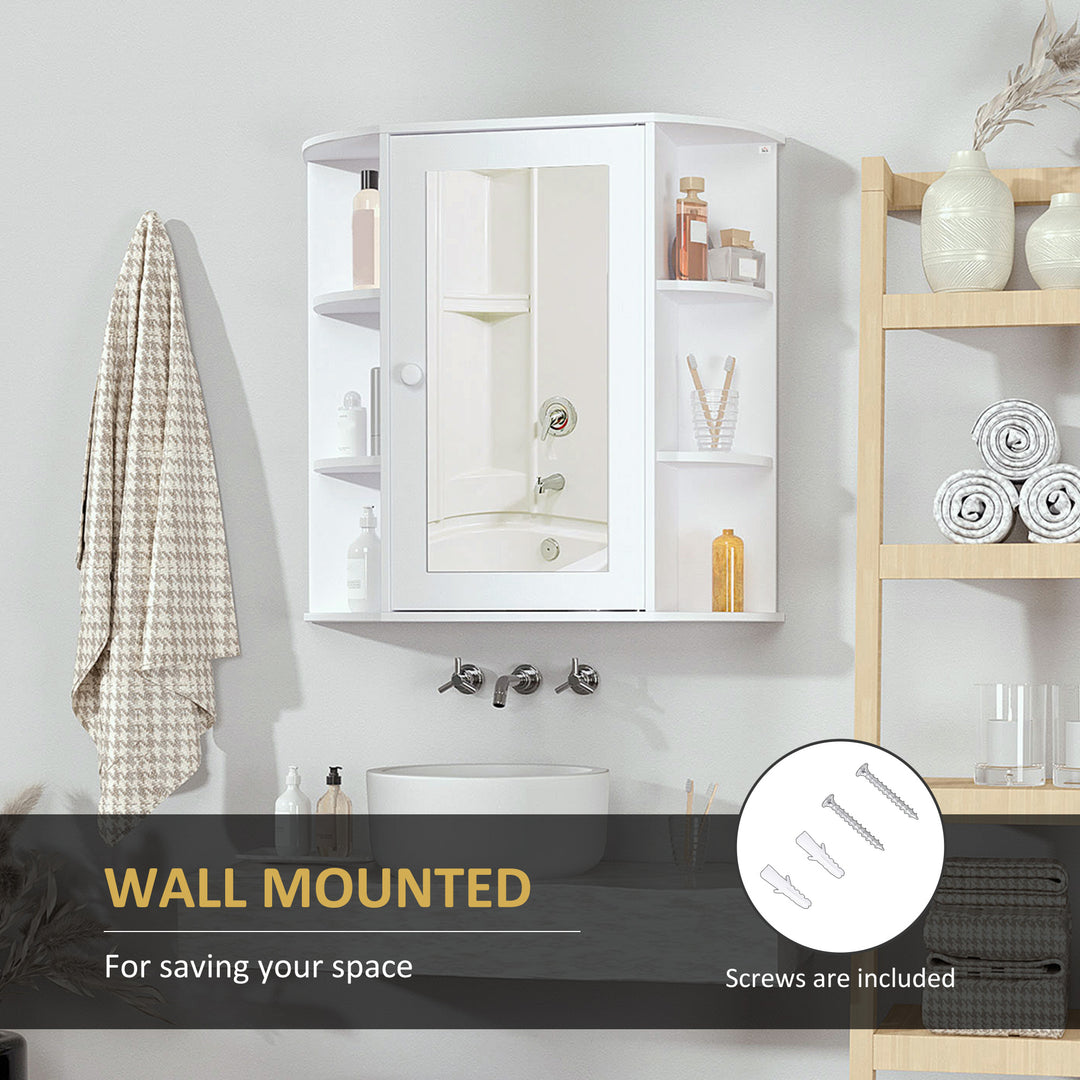 MCL Wall Mounted Bathroom Cabinet with Mirror Single Door Storage Organizer 2-tier Inner Shelves White