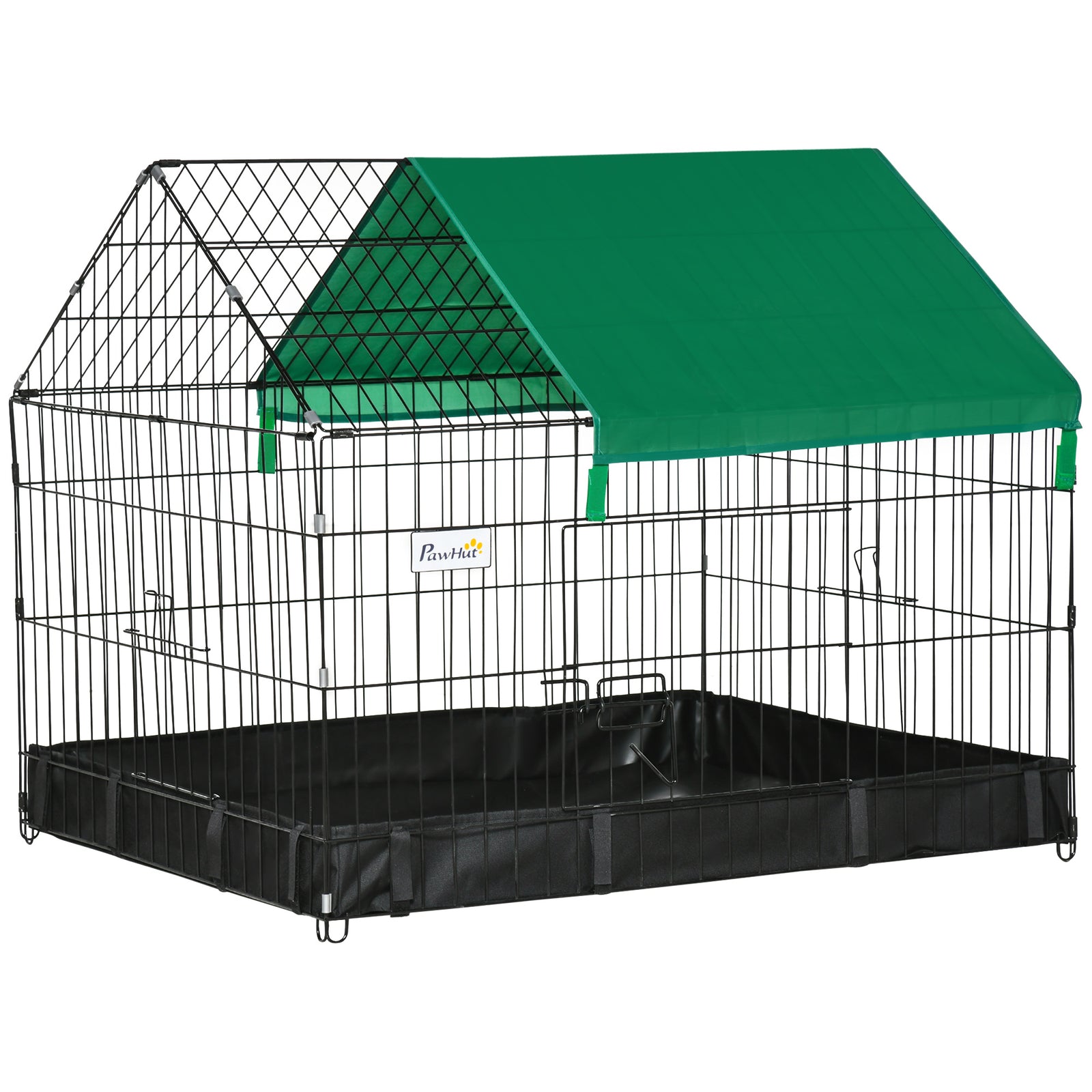 Rabbit Cage Guinea Pig Playpen Small Animal House for Kitties Puppies, w/ Water Proof Oxford Roof Floor 90 x 75 x 75 cm