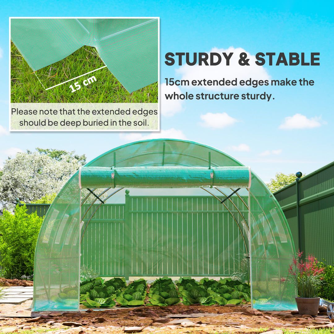 4 x 3 x 2m Greenhouse Replacement Cover ONLY Winter Garden Plant PE Cover for Tunnel Walk-in Greenhouse with Roll-up Windows Door Outdoor, Green