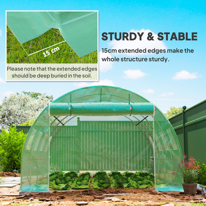 4 x 3 x 2m Greenhouse Replacement Cover ONLY Winter Garden Plant PE Cover for Tunnel Walk-in Greenhouse with Roll-up Windows Door Outdoor, Green