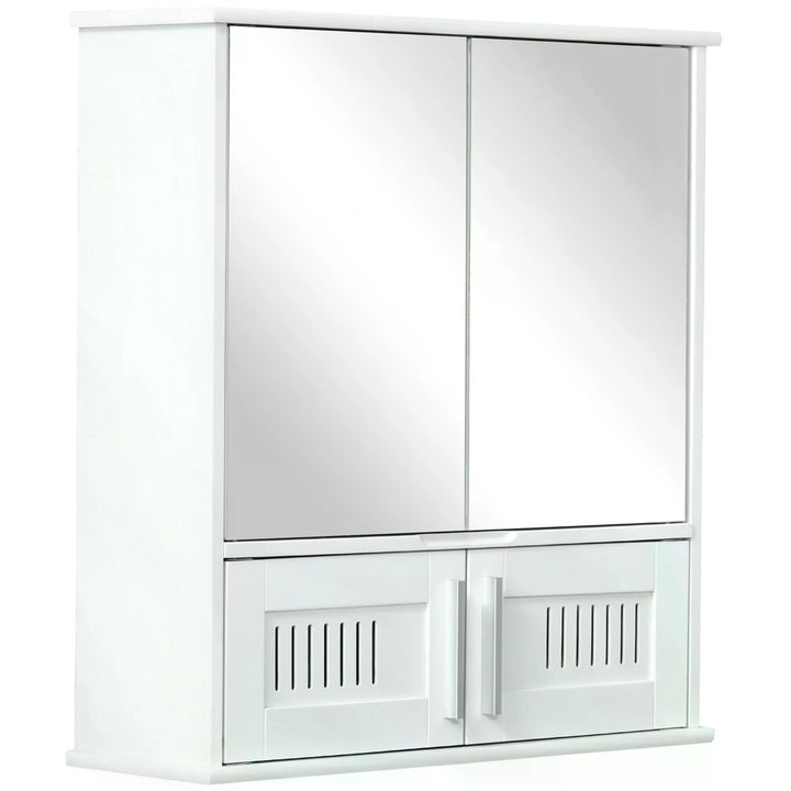 kleankin Wall Mirror Cabinet: Double Door Storage with Adjustable Shelf, White | Aosom UK