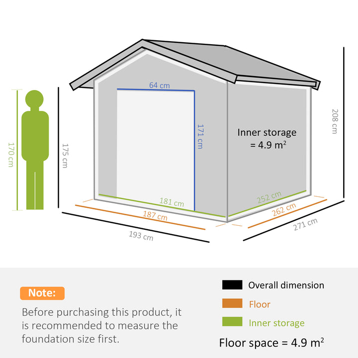 Outsunny 9FT x 6FT Galvanized Metal Garden Shed, Outdoor Storage Shed with Sloped Roof, Lockable Door, Tool Storage Shed for Backyard, Patio, White