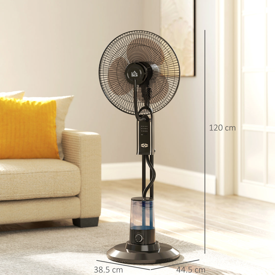 Pedestal Fan with Water Mist Spray, Spray Misting Fan with 70° Oscillation, Tilt Head, 3 Speeds, 3 Modes, Adjustable Mist, 3.2L Water Tank, for Home, 120 cm