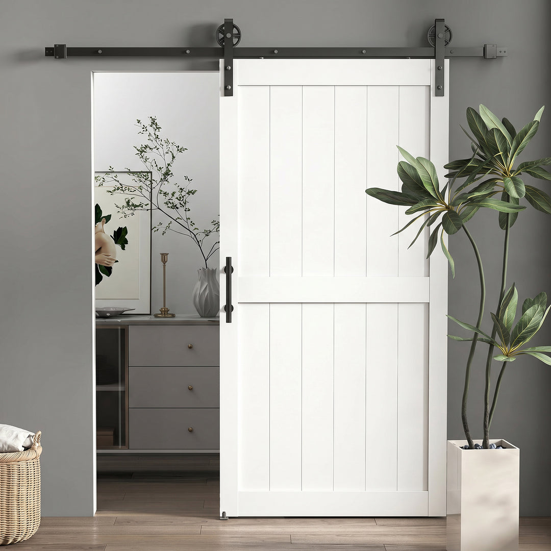 213.4cm Sliding Barn Door Kit, Sliding Door with Track, Hardware, Upgr