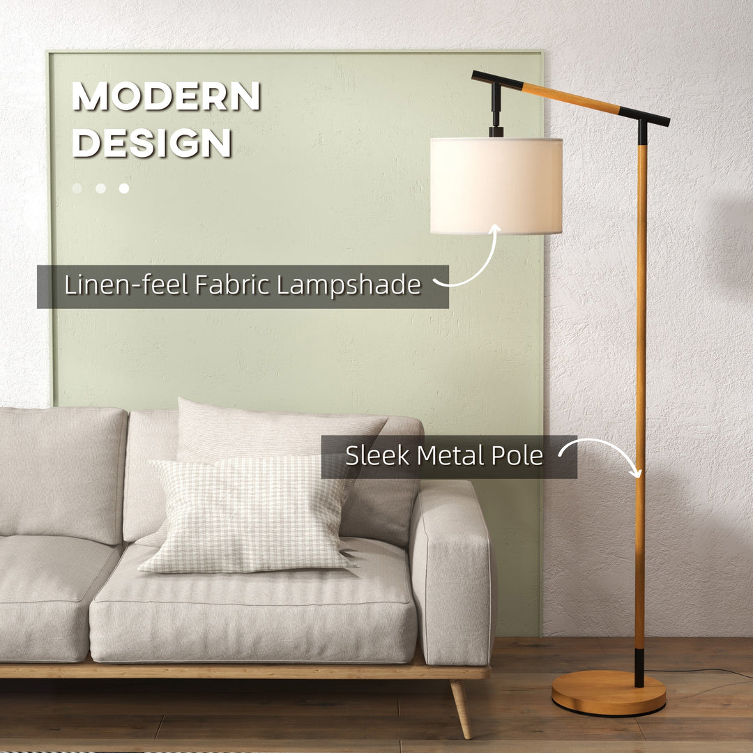 HOMCOM Modern Floor Lamp with 350° Rotating Lampshade, for Living Room and Bedroom, LED Bulb Included, Brown