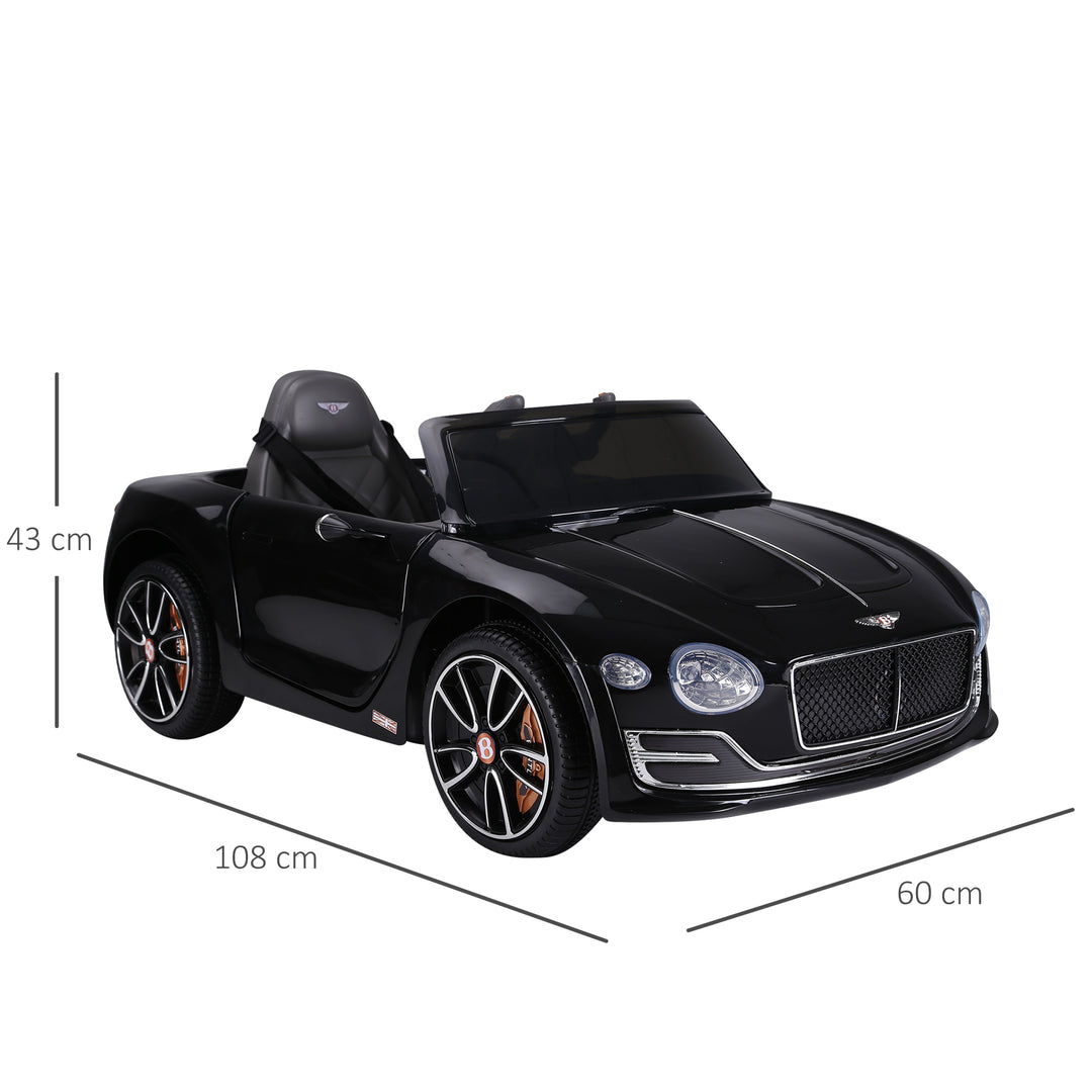 HOMCOM Licensed Bentley Kids Electric Car, 6V Battery Ride On Toy, Durable PP Construction, Black