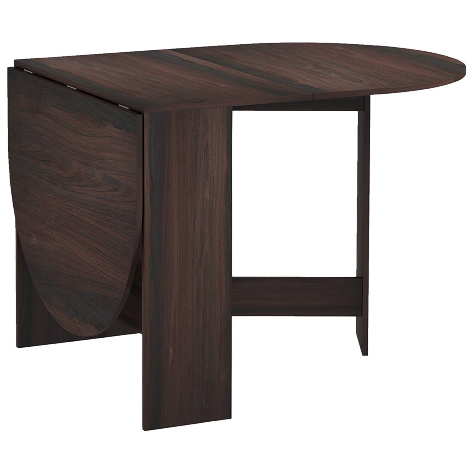 Folding Dining Table, Drop Leaf Table for Small Spaces, Oval Tabletop for Dining Room, Chocolate Wood Effect