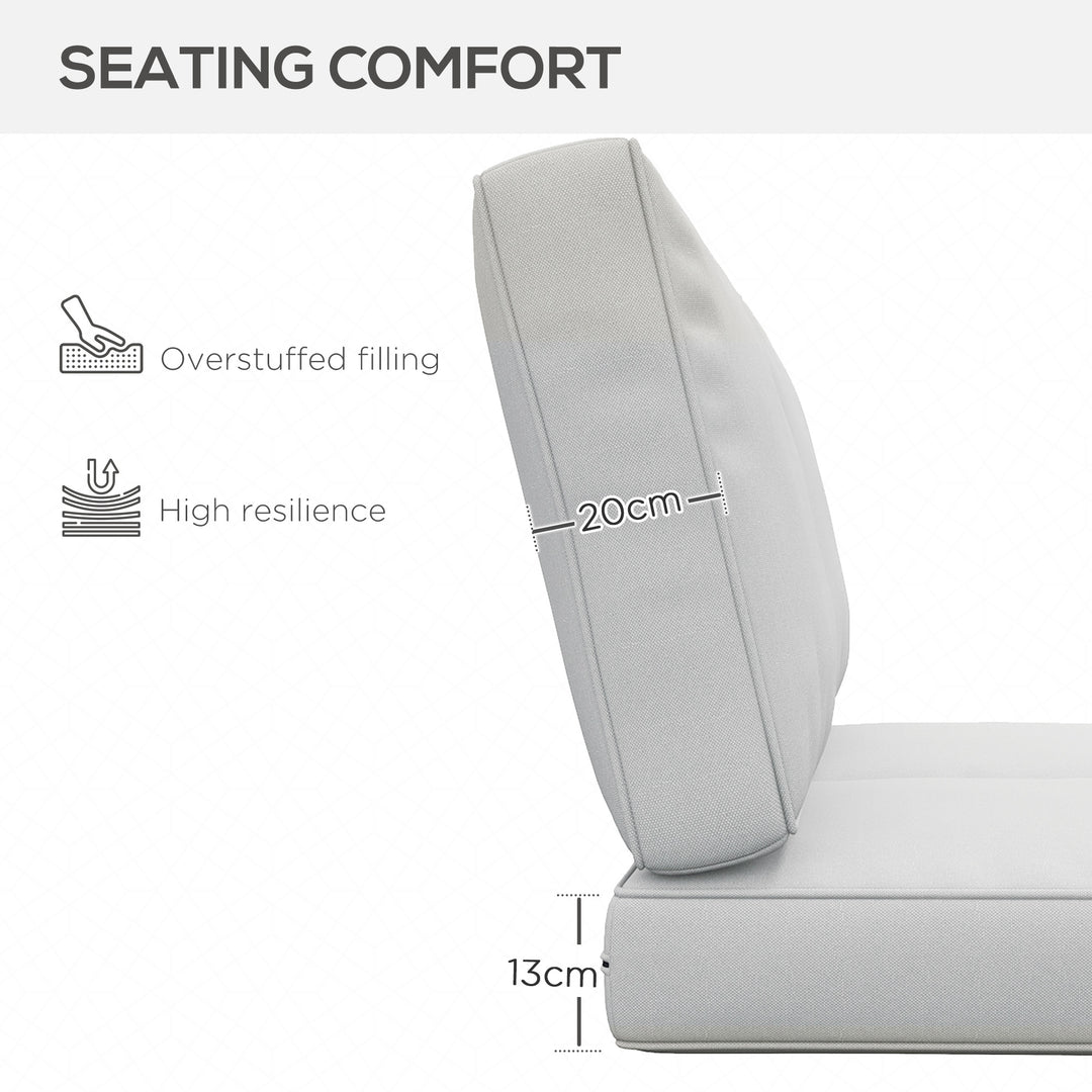 2 Seater Back and Seat Cushion Pillows Replacement, Patio Chair Cushions Set for Indoor Outdoor, Light Grey
