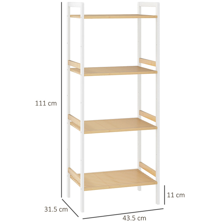 Four-Tier Bamboo Adjustable Shelf Storage Unit