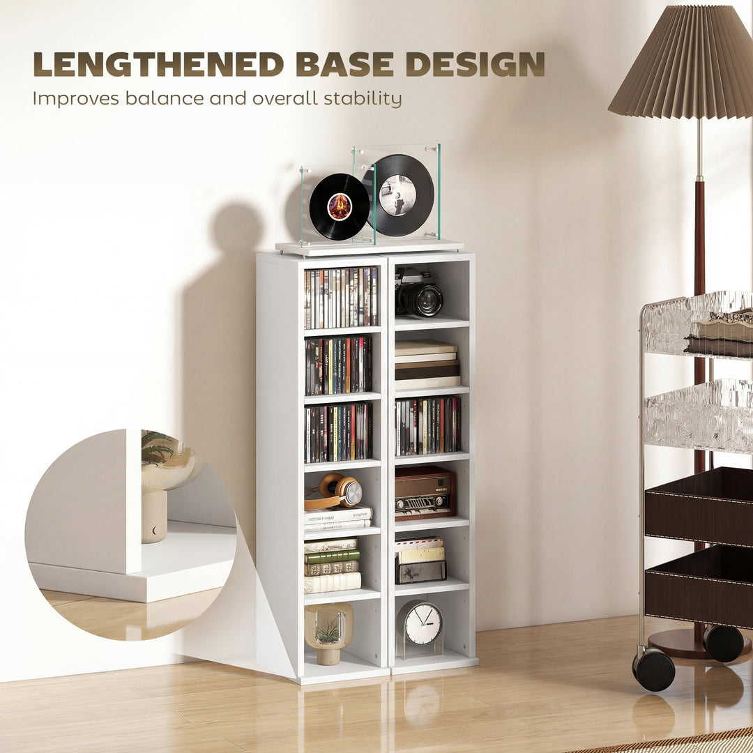 Set of 2 CD Media Display Shelf Unit Tower Rack with Adjustable Shelve