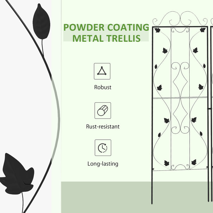 Metal Trellis Set of 2, Garden Trellis for Climbing Plants Support Frames, Leaf Design