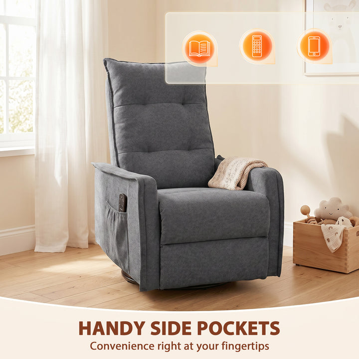Recliner Armchair, Chenille Recliner Chair with Massage and Heat, 360°