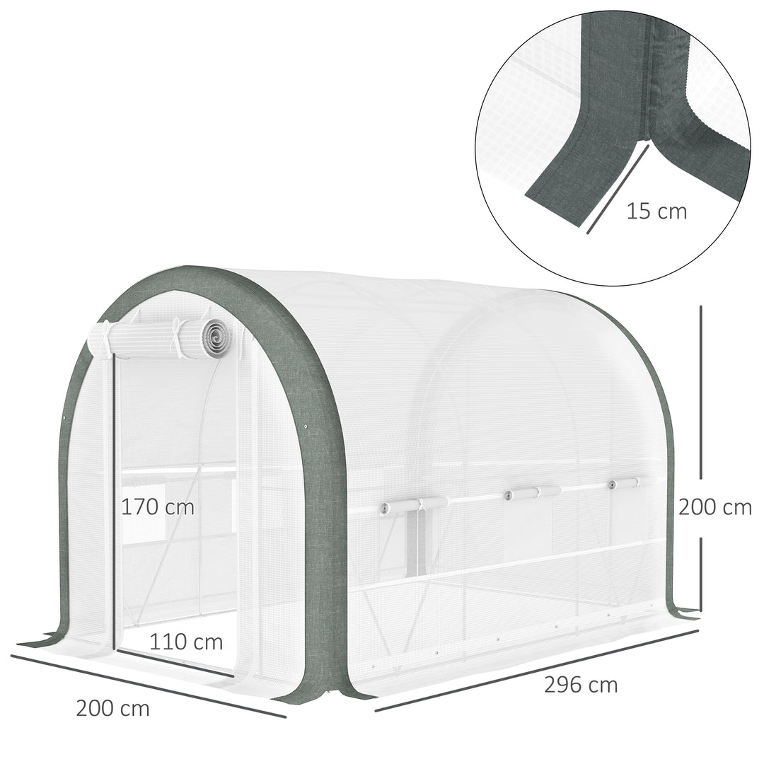 3 x 2(m) Walk-In Tunnel Greenhouse, with Accessories - White