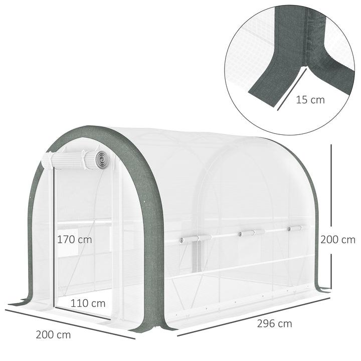 3 x 2(m) Walk-In Tunnel Greenhouse, with Accessories - White
