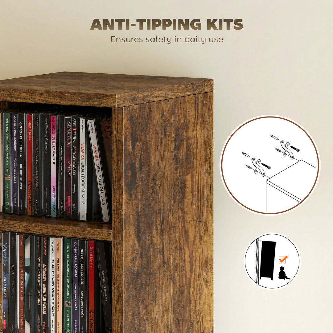 Set of 2 CD Media Display Shelf Unit Tower Rack with Adjustable Shelve