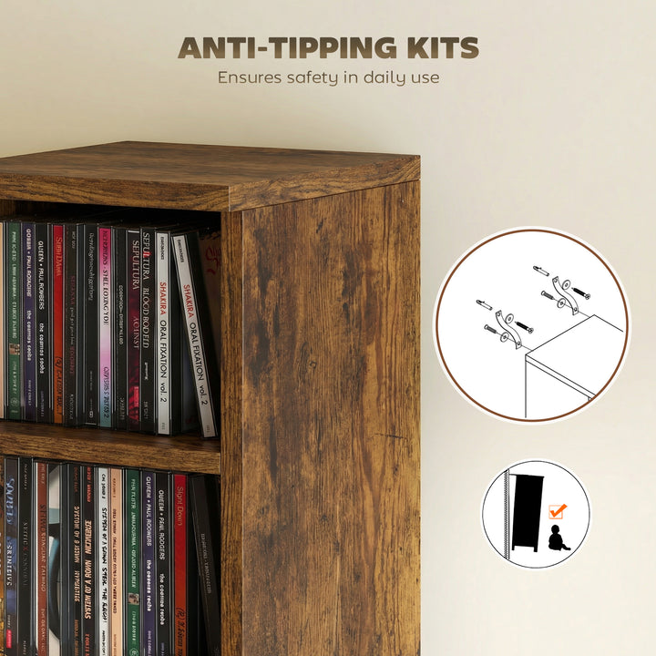 Set of 2 CD Media Display Shelf Unit Tower Rack with Adjustable Shelve
