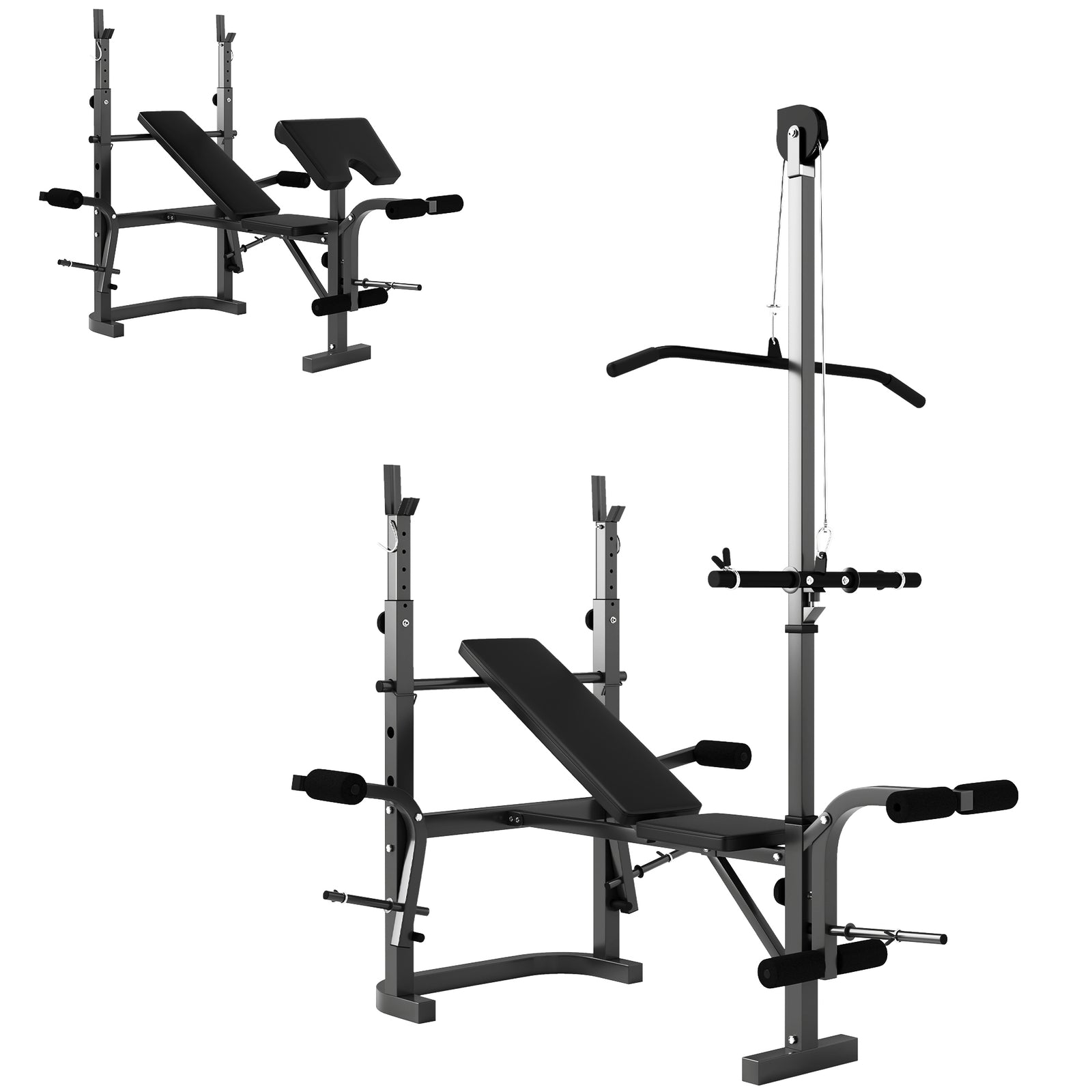 SPORTNOW Multi-Exercise Adjustable Weight Bench with Bench Press Rack