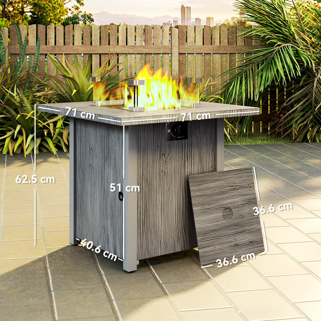 50,000 BTU Gas Fire Pit Table, with Cover - Dark Grey