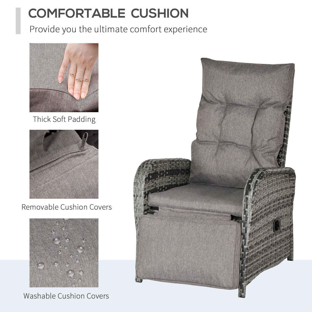 MCL 2 Seater Patio Wicker Chaise Lounge Sofa Set with Fabric Cushion, Grey