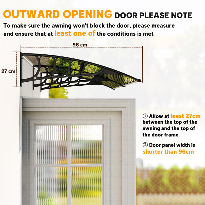Front Door Canopy, Outdoor Awning, Rain Shelter, 200 x 96cm
