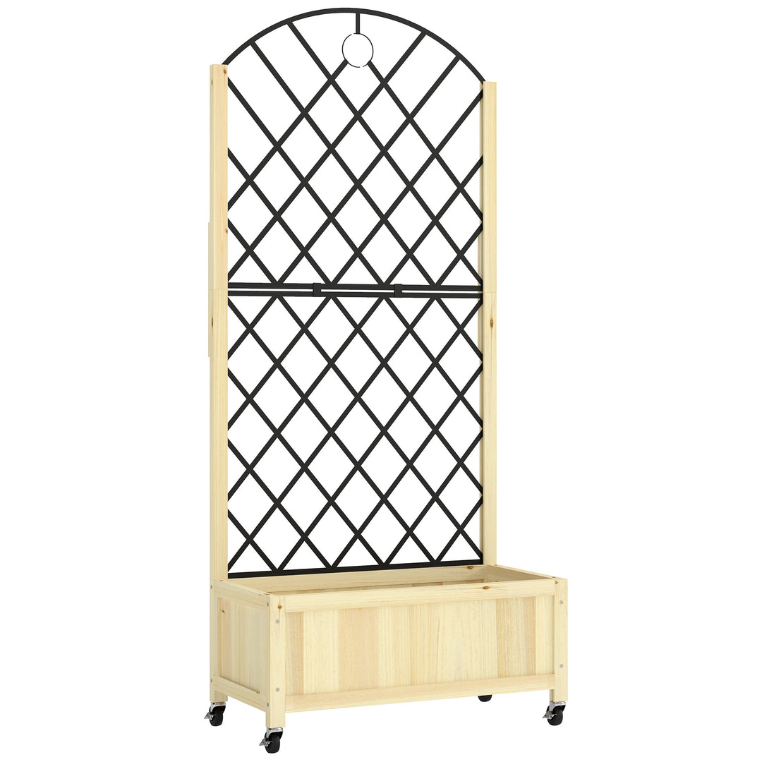 Raised Garden Bed with Metal Trellis, Wooden Elevated Planter Box with