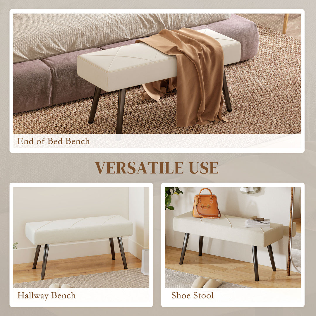 Upholstered Hallway Bench, End of Bed Bench with X-Shape Design and St
