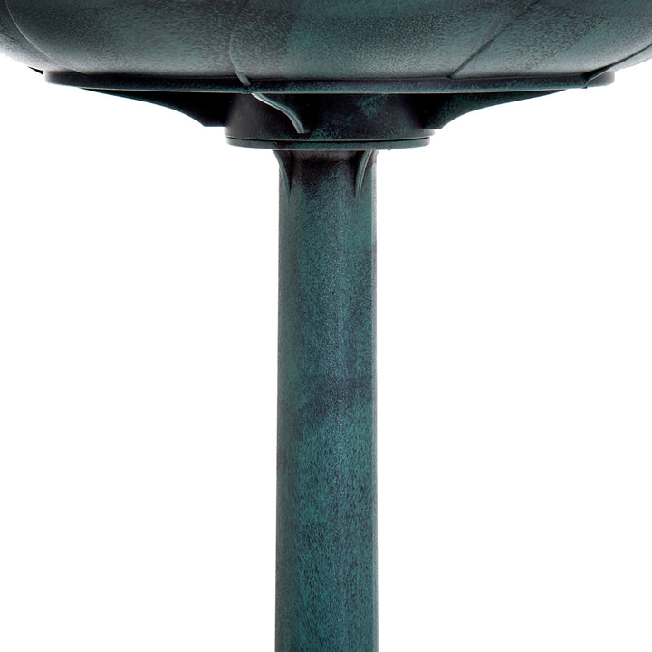MCL Garden Bird Bath Outdoor Decrative Garden Feeder Stand with Scallop-like Pattern, Time-Worn Finish, 50cm, Green