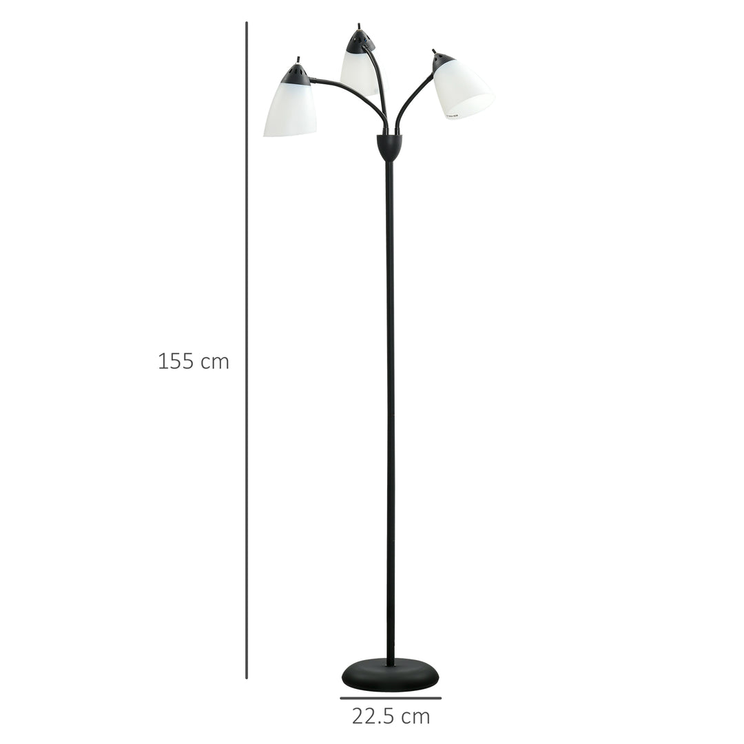 MCL Arc Tree Floor Lamp with 3 Adjustable Rotating Lights, Industrial Standing Lamp with Steel Frame for Bedroom Living Room, 155cm, Black