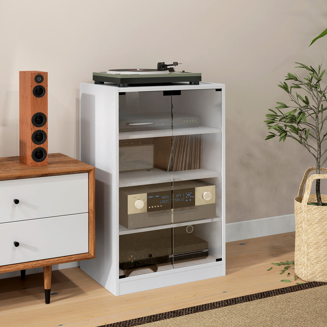 4-Tier Hi-Fi Stand, Record Player Stand with Adjustable Shelves and Pu