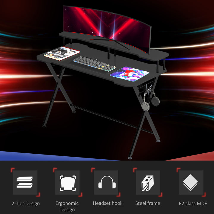 Gaming Desk Writing Racing Computer Table Workstation with Headphone H