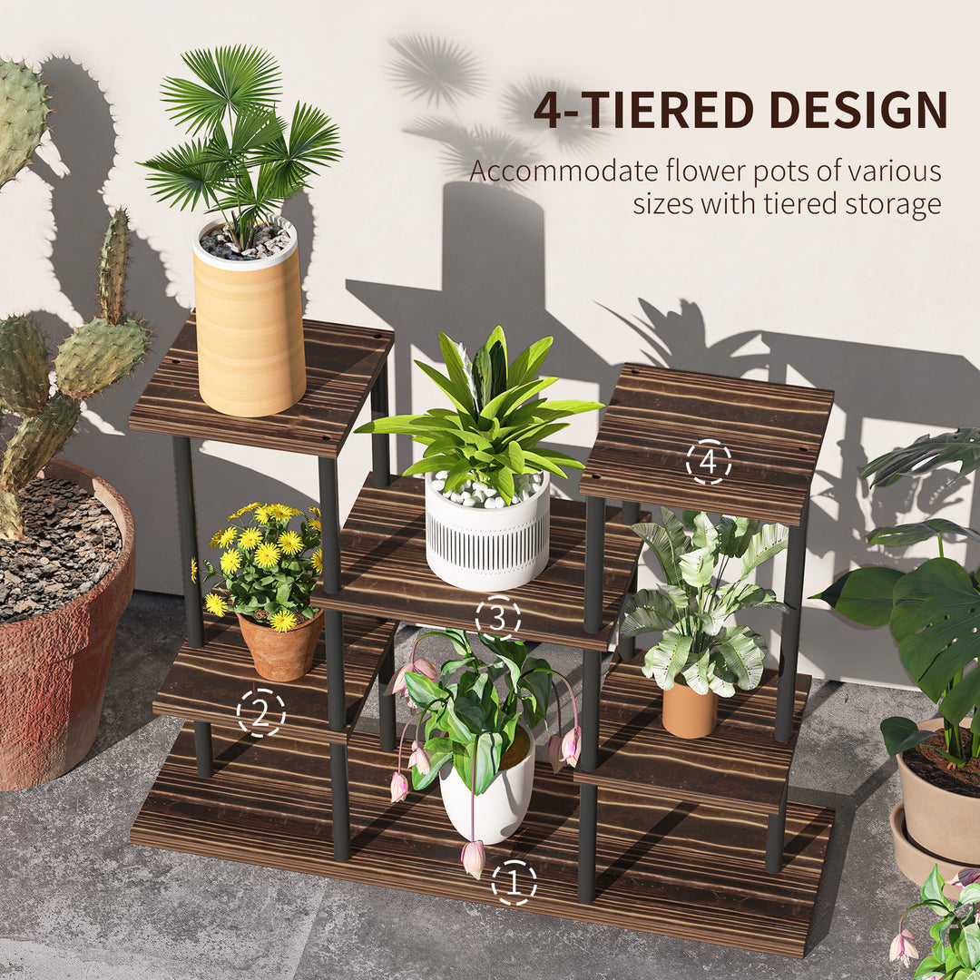 Four-Tier Wooden Shelf Plant Stand