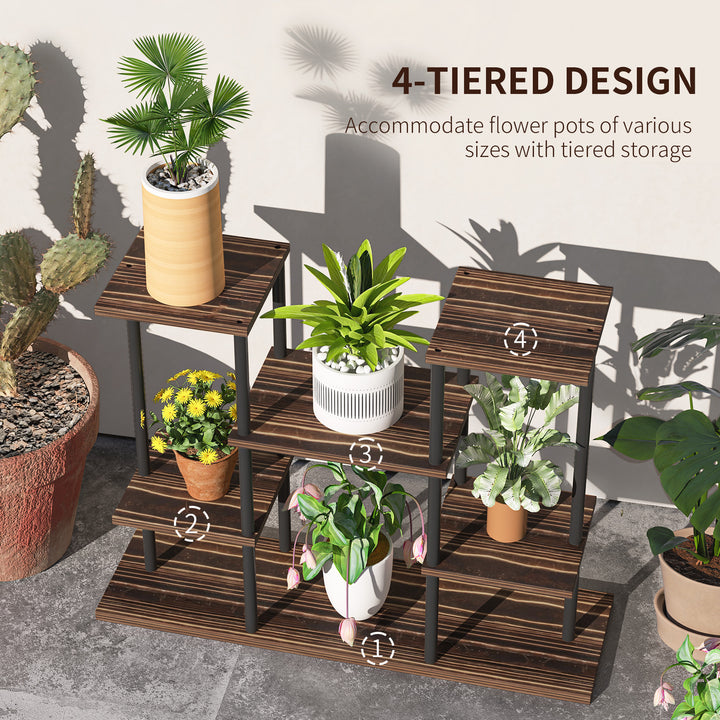 Four-Tier Wooden Shelf Plant Stand