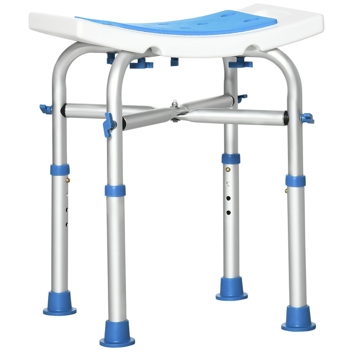 HOMCOM Shower Serenity: Adjustable Padded Stool for Elderly & Disabled, Non-Slip with Handle, Sapphire Blue | Aosom UK