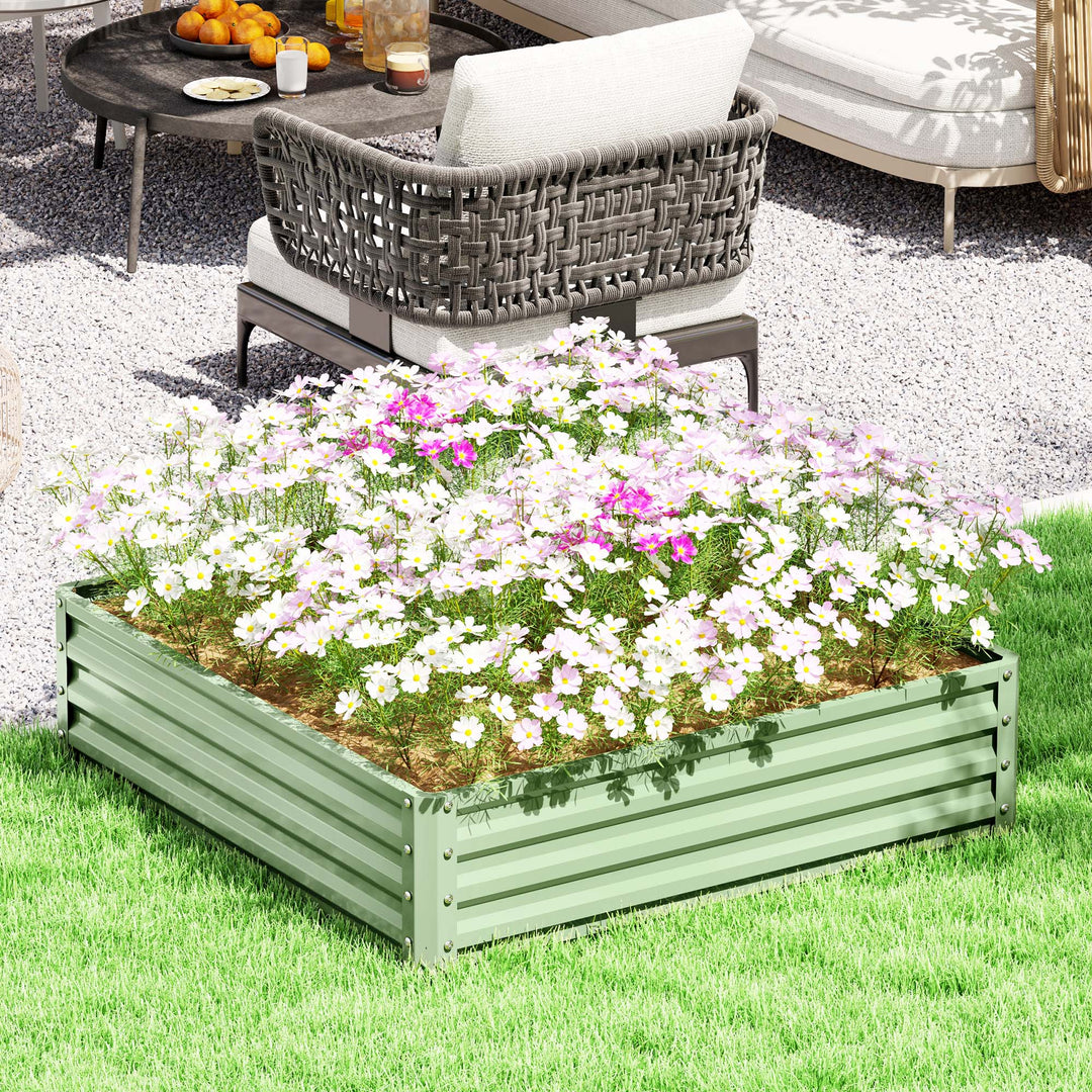 Square Raised Garden Bed Box with Weatherized Steel Frame for Vegetabl