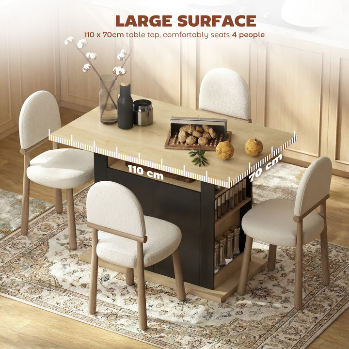Kitchen Island with Spice Rack, Kitchen Storage with Large Tabletop fo