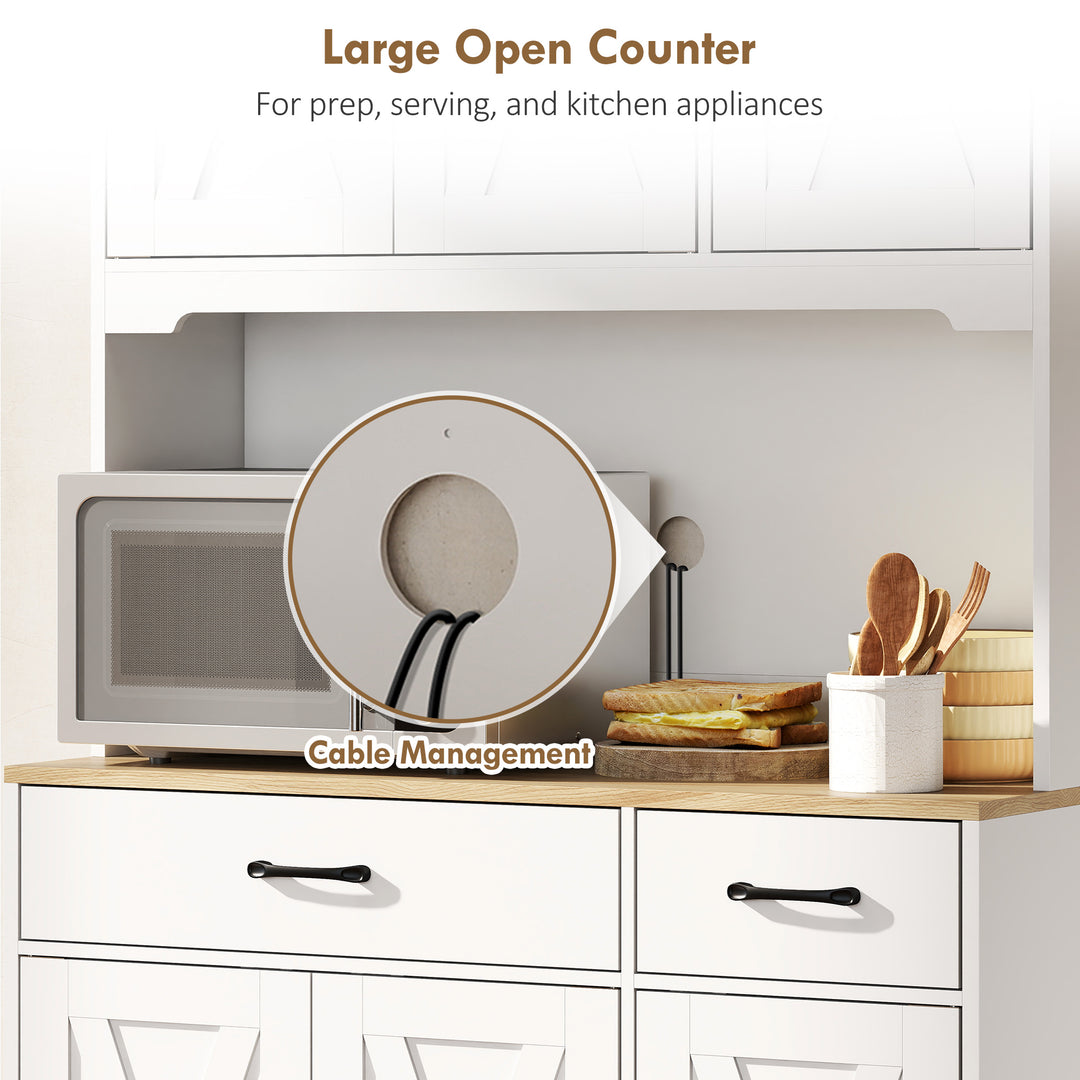 175 cm Tall Kitchen Pantry Cabinet with Microwave Stand, Freestanding - view 5