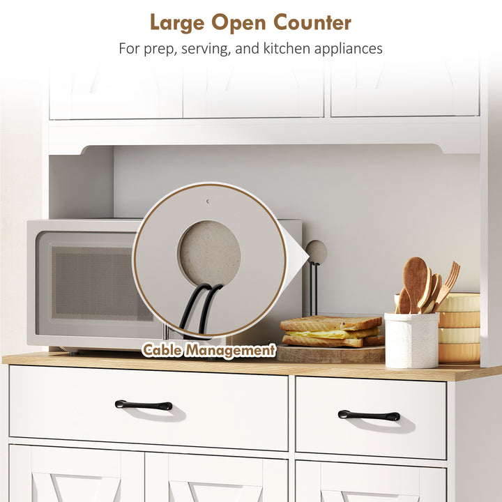 175 cm Tall Kitchen Pantry Cabinet with Microwave Stand, Freestanding - view 5