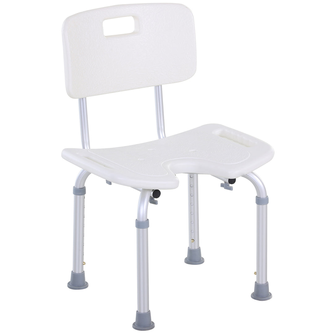 MCL 8-Level Height Adjustable Bath Stool Spa Shower Chair Aluminum w/ Non-Slip Feet, Handle for the Pregnant, Old, Injured