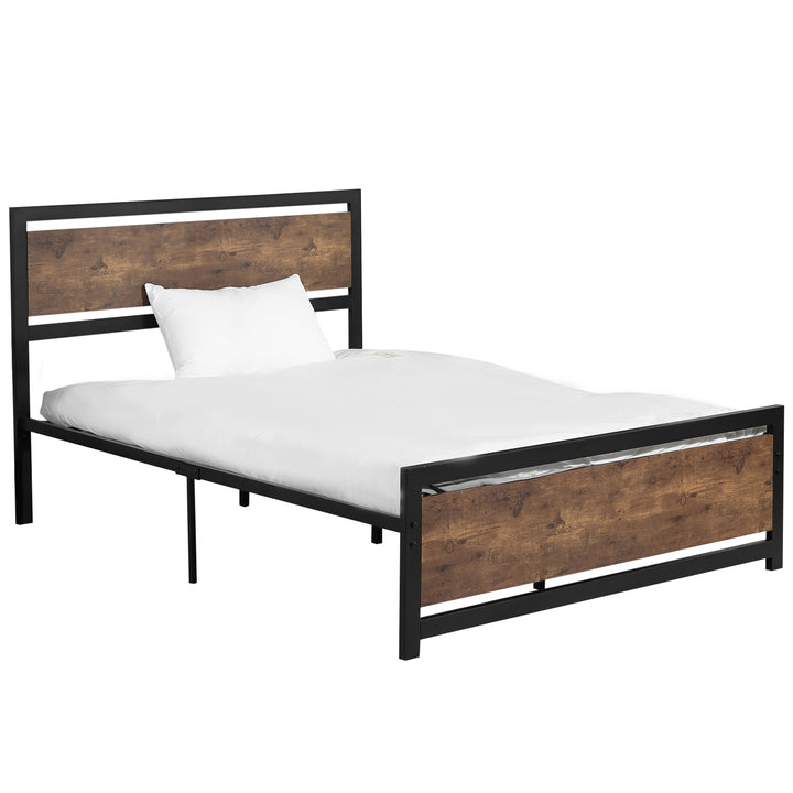 MCL Double Size Metal Bed Frame with Headboard & Footboard, Strong Slat Support Full Bed Frame w/ Underbed Storage Space, Bedroom Furniture For Adults
