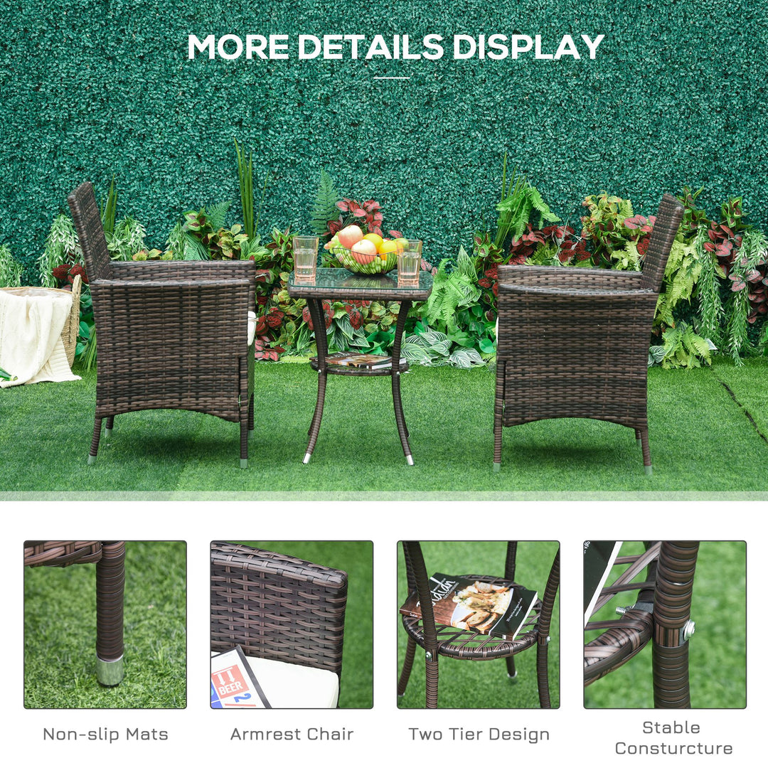 Three-Piece Rattan Chair Set, with Cushions - Brown