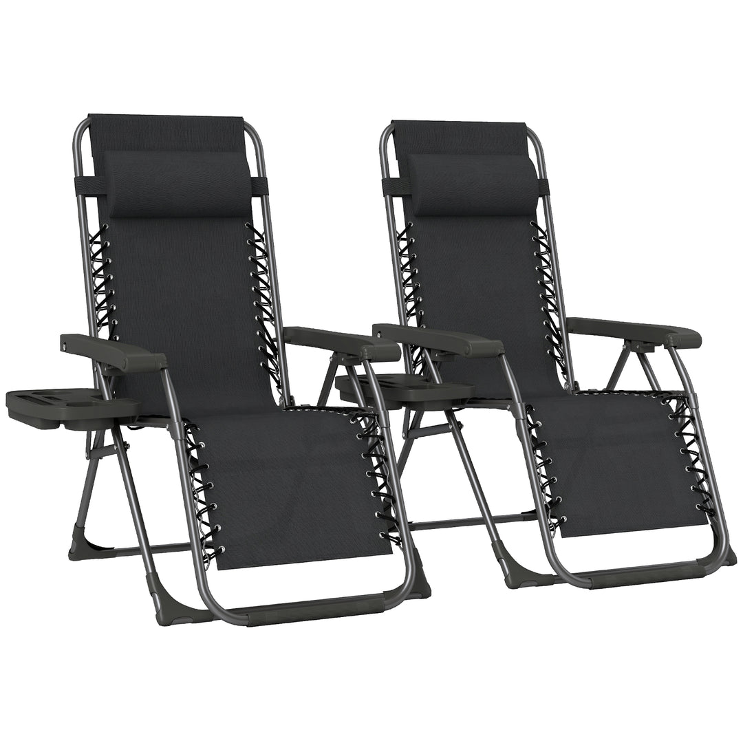 Zero Gravity Chairs Set of 2, Folding Sunloungers Reclining Garden Cha