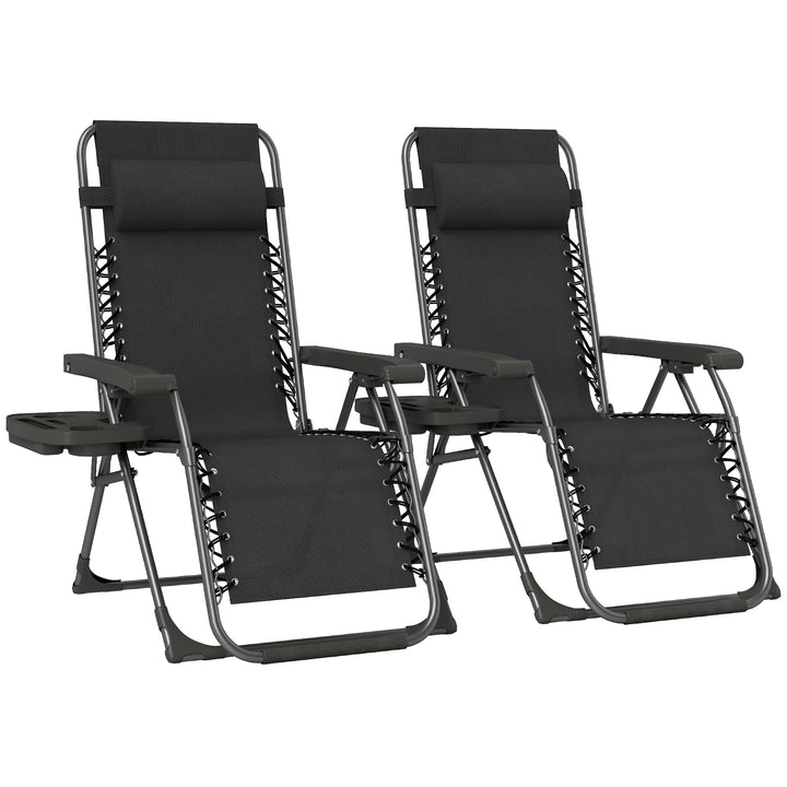 Zero Gravity Chairs Set of 2, Folding Sunloungers Reclining Garden Cha
