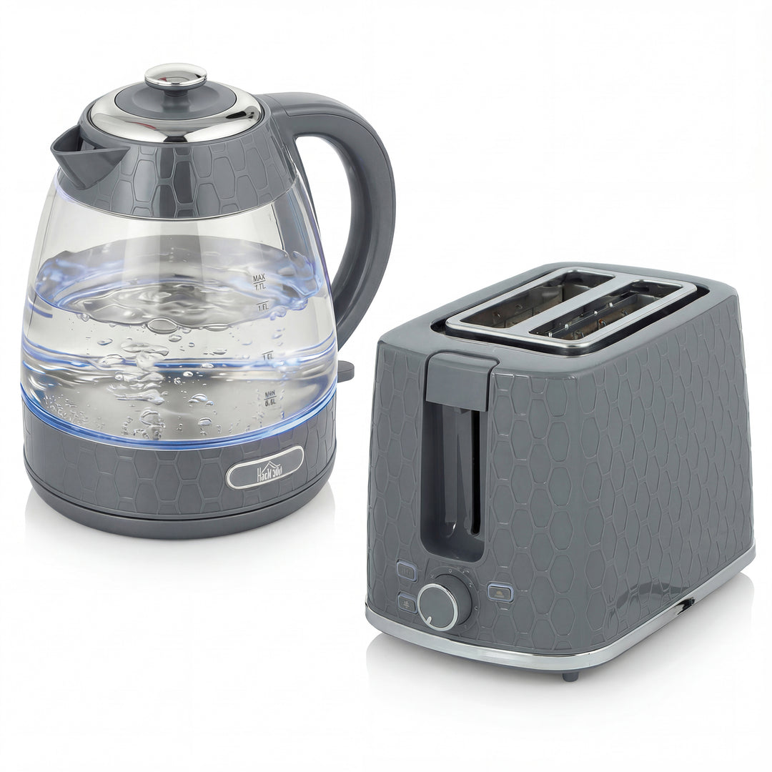 Kettle and Toaster Set, 1.7L 3000W Rapid Kettle with Limescale Filter, 2 Slice Toaster with 7 Browning Controls