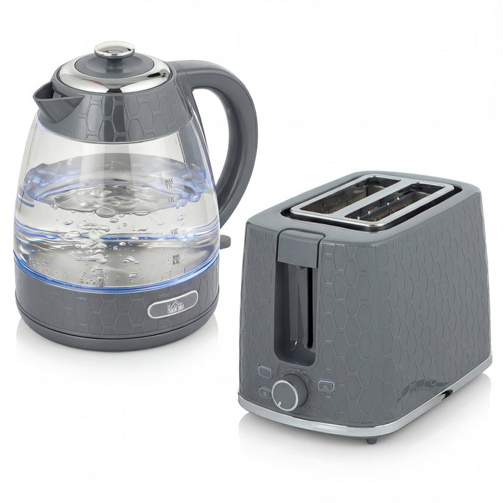 Kettle and Toaster Set, 1.7L 3000W Rapid Kettle with Limescale Filter, 2 Slice Toaster with 7 Browning Controls