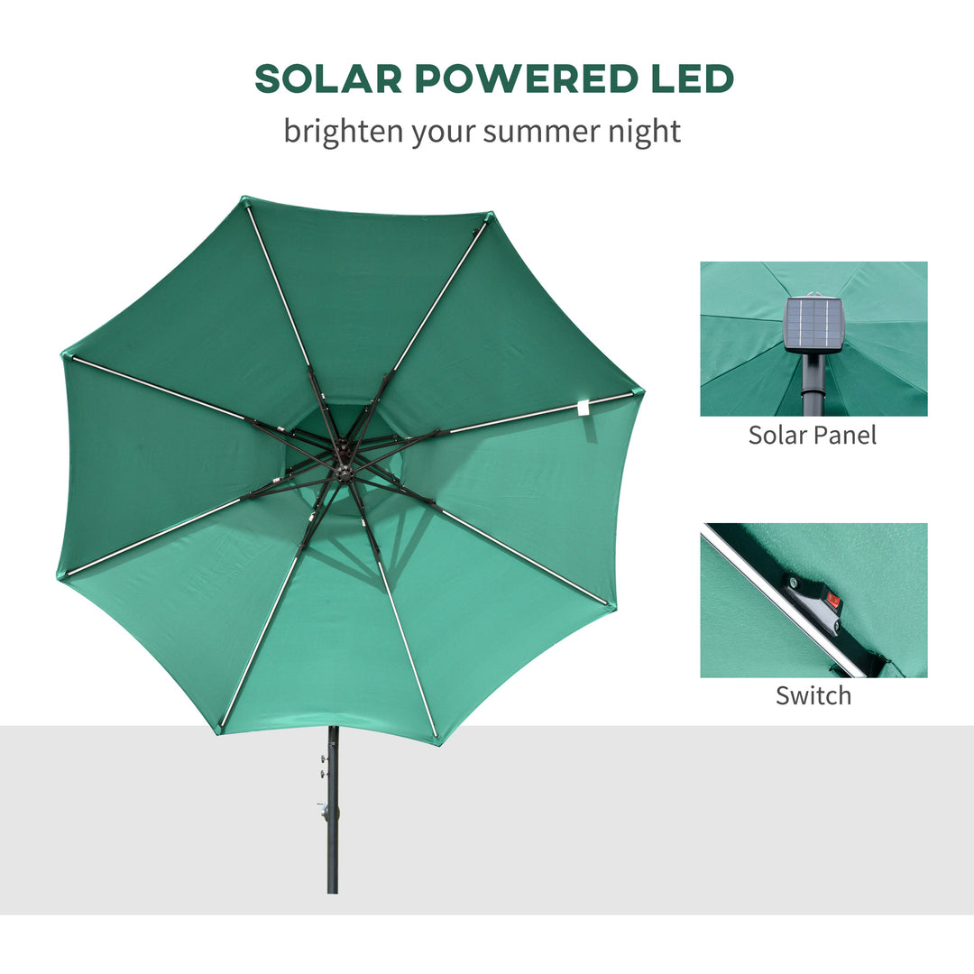 3m LED Light Overhanging Parasol - Green