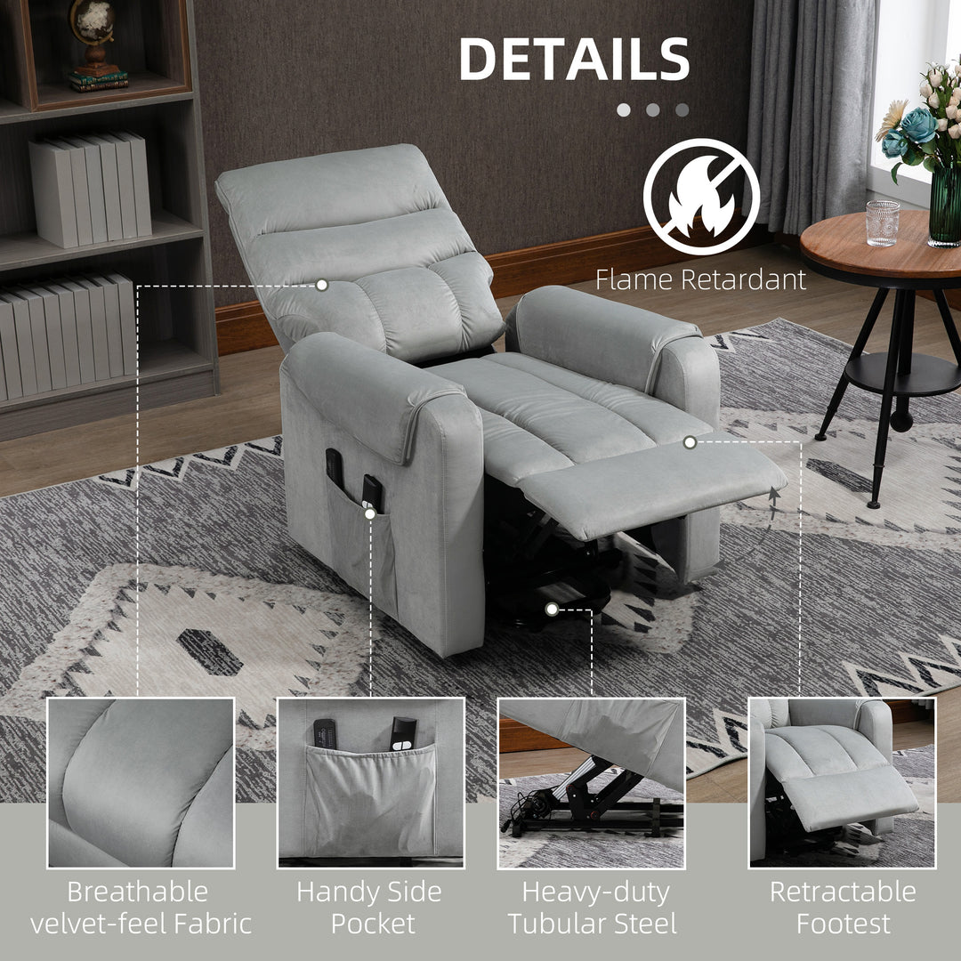 Vibration Massage Rise and Recliner Chair, Electric Power Lift Recliner with Remote Control and Side Pockets, Grey