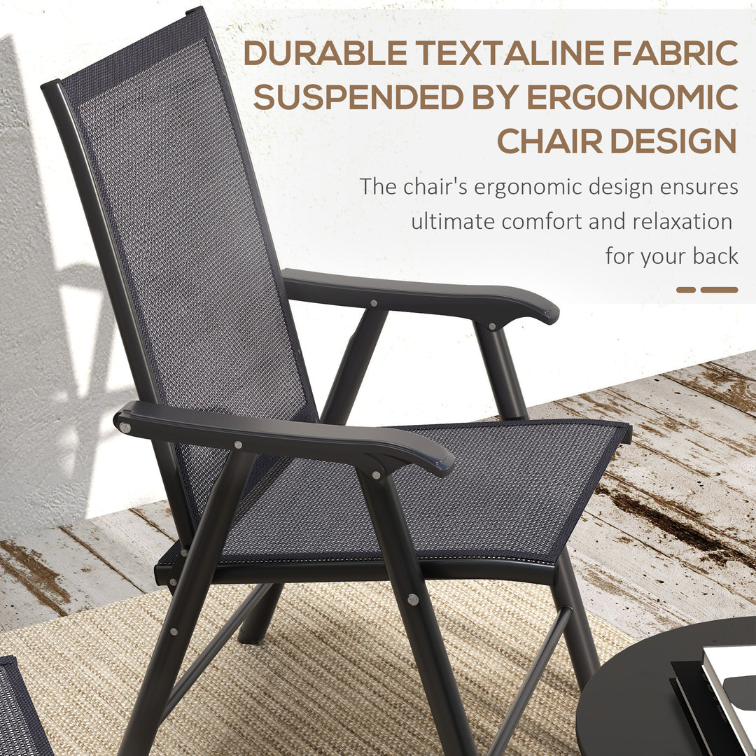 Set of Four Folding Garden Chairs - Charcoal Grey