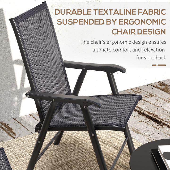 Set of Four Folding Garden Chairs - Charcoal Grey