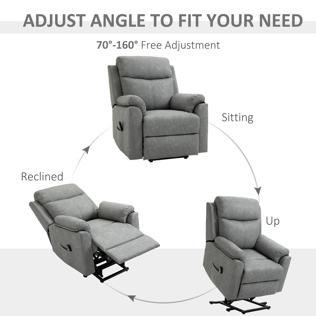 Faux Leather 70° Electric Riser Recliner Chair - Grey